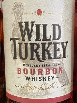 A bottle of wild turkey kentucky straight bourbon whiskey