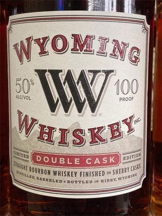 A close up of a bottle of wyoming whiskey