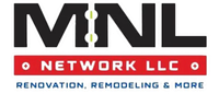 Logo for MNL Network LLC: black letters MNL above a red bar with "NETWORK LLC" and blue text "RENOVATION, REMODELING & MORE."