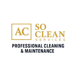 Logo for "So Clean Services," with gold lettering and a dark blue tagline: "Professional Cleaning & Maintenance."