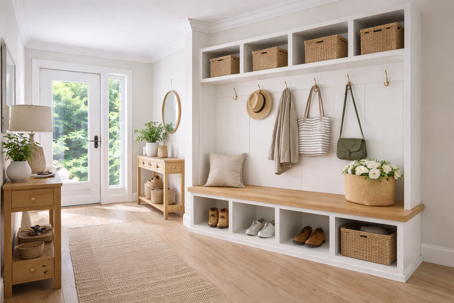 Person using a floor cleaning machine to efficiently scrub and polish the surface, leaving it sparkling clean and glossy.