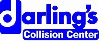 Logo for Darling's Collision Center featuring a stylized blue "d" icon followed by blue text on a white background.