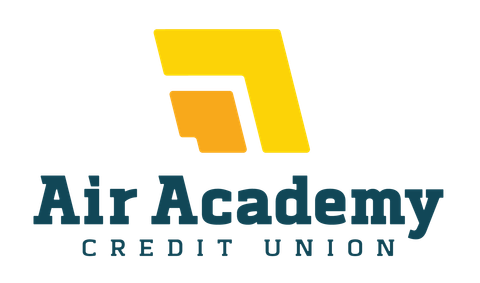 Air Academy Credit Union logo with yellow geometric mark and blue text