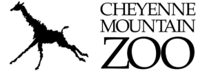 Cheyenne Mountain Zoo logo with black mountain lion silhouette and text on white background