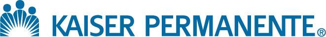 Kaiser Permanente logo in blue with stylized sunburst and text