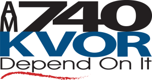 AM 740 KVOR logo with “Depend On It” in black and blue text