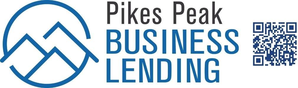 Pikes Peak Business Lending logo with blue mountain icon and gray-and-blue text