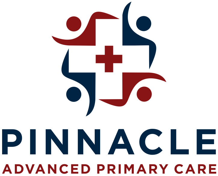 Pinnacle Advanced Primary Care logo with red and navy medical cross and abstract figures