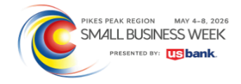 Pikes Peak Region Small Business Week 2026 logo with colorful swirl and U.S. Bank branding