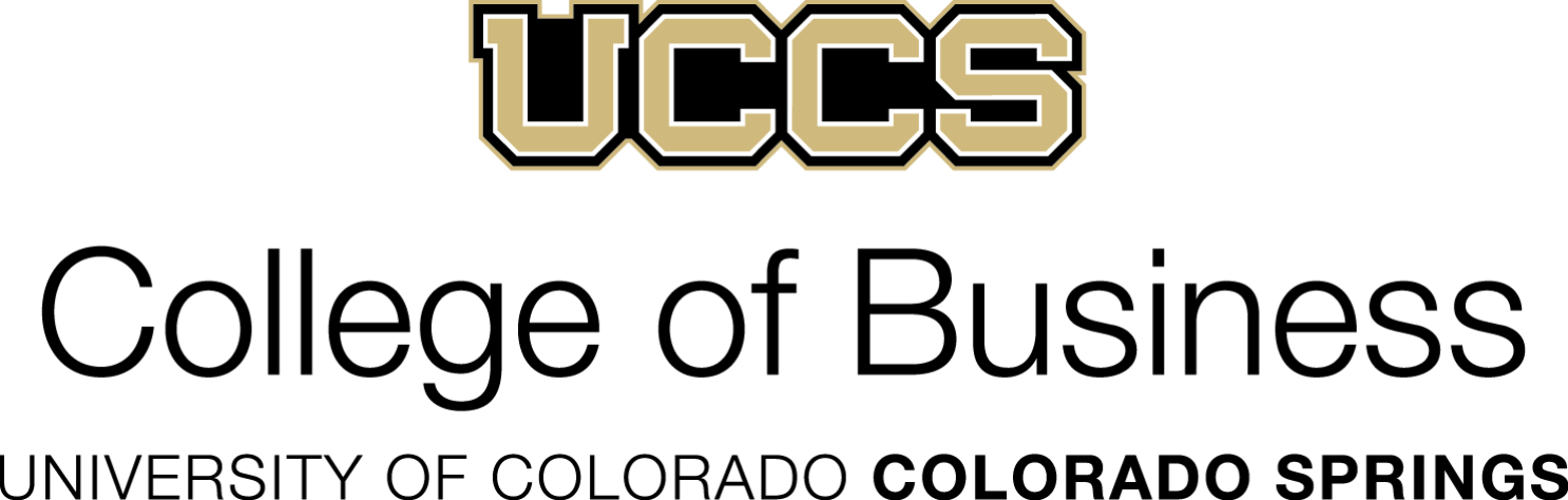 UCCS College of Business logo with black and gold text and University of Colorado Colorado Springs tagline
