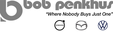 Bob Penkhus dealership logo with the slogan “Where Nobody Buys Just One” and brand logos for Chrysler, Mazda, and Volkswagen.