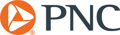 PNC bank logo with orange icon and dark gray letters on a white background