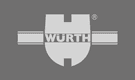 Ein schwarz-weißes Logo für Würth auf grauem Hintergrund.