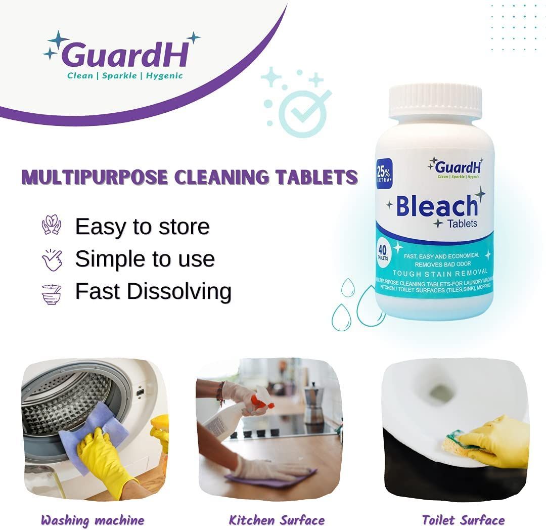 A bottle of guardh multipurpose cleaning tablets