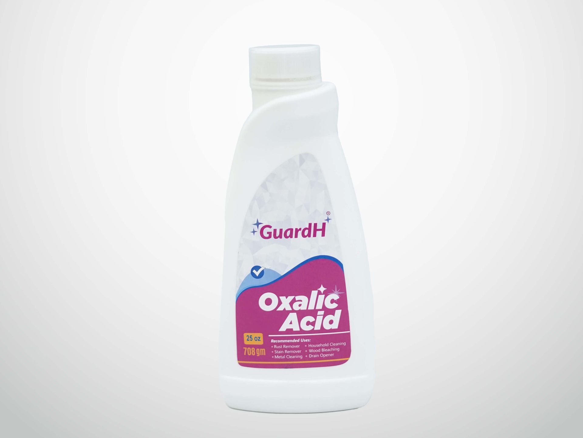 A bottle of oxalic acid on a white background.