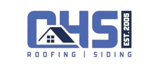Logo for CHS Roofing & Siding, featuring a house roof icon, blue lettering, and "EST. 2005" in a vertical dark blue box.