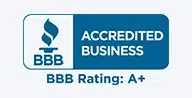text that says BBB Accredited Business and BBB Rating Of A+