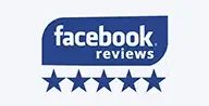 text that says facebook reviews along with 5 star icons