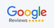 text that says google reviews along with 5 star icons