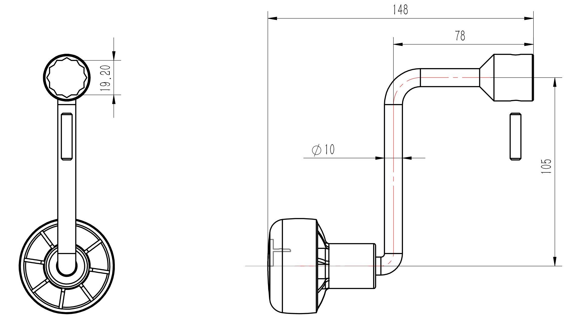 crank handle for  kartt side wind trailer jack