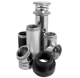 A bunch of stainless steel pipes are stacked on top of each other on a white background.