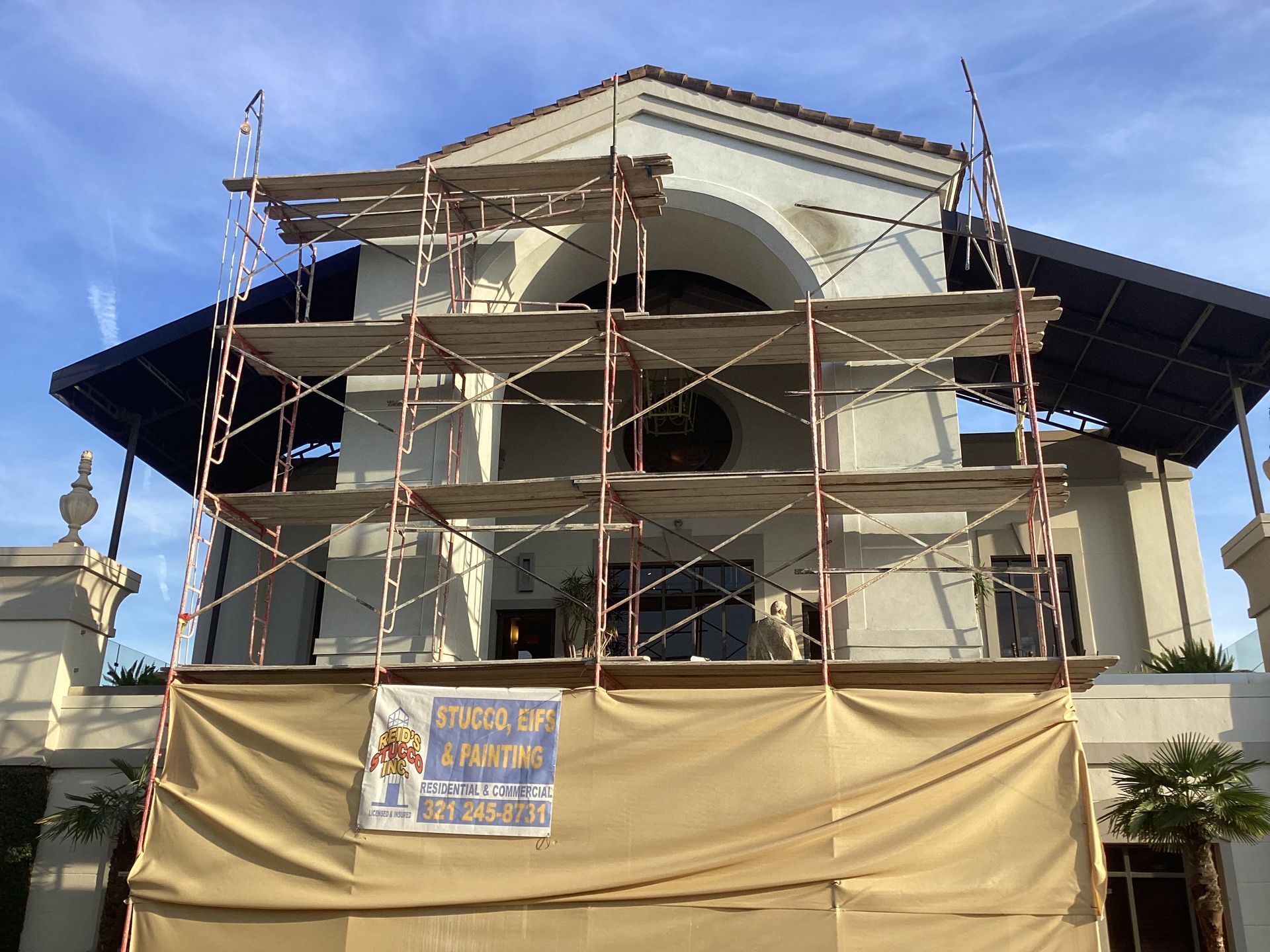 A large building with scaffolding on the side of it