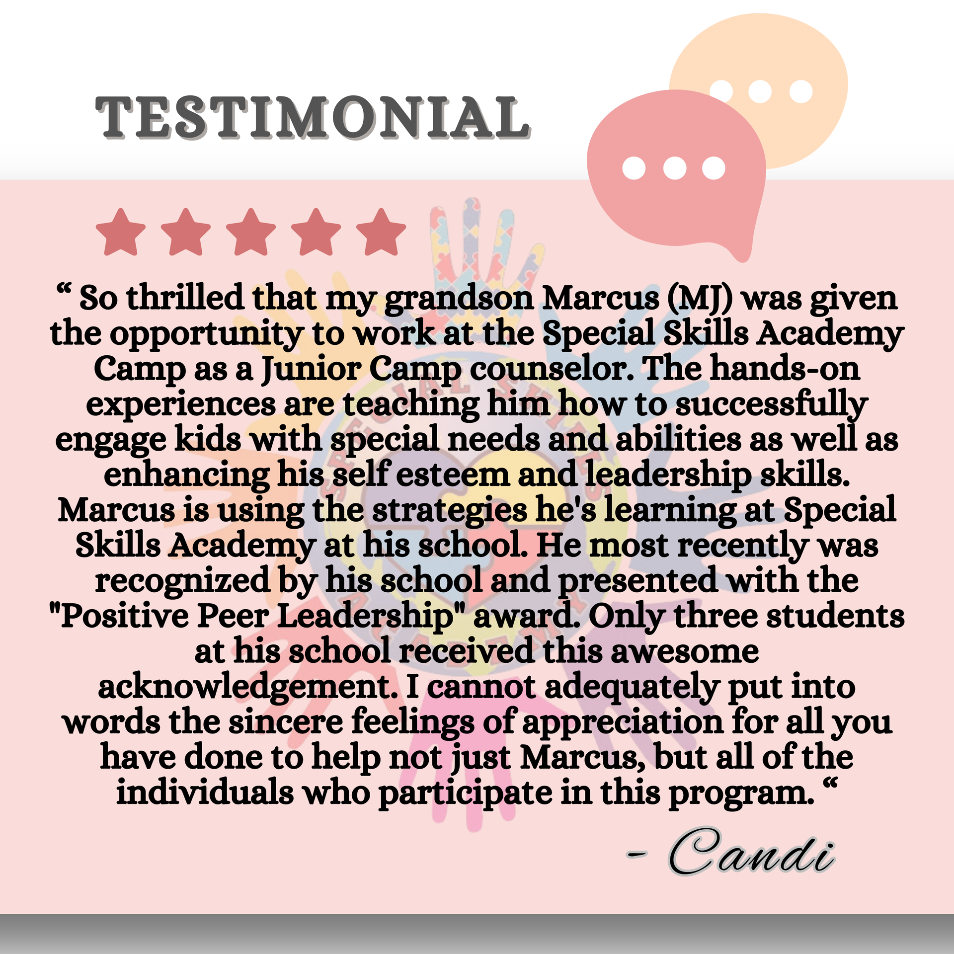 A testimonial for grandson marcus from candi