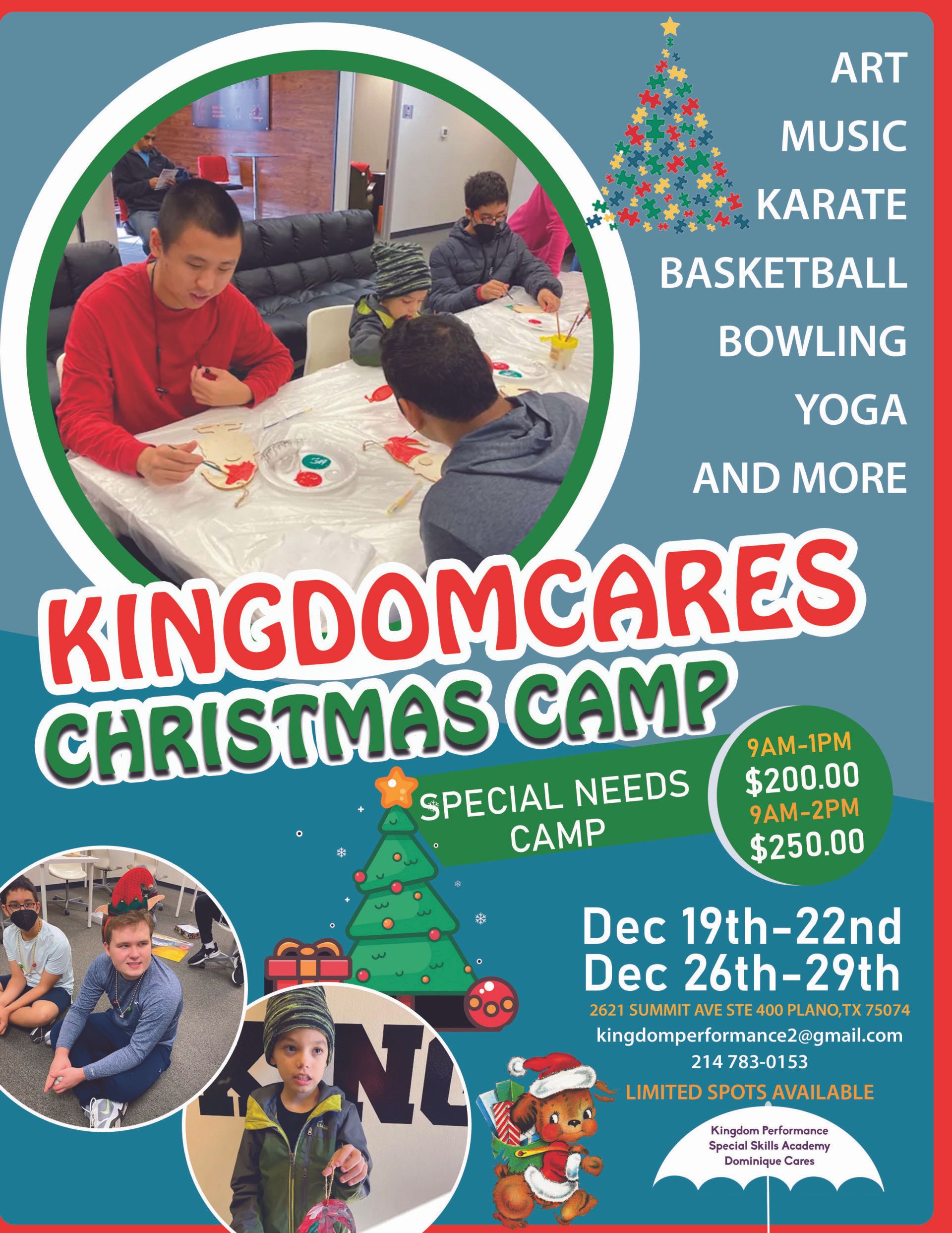 A poster for a kingdom cares christmas camp