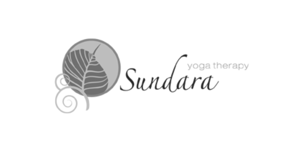 A black and white logo for sundara yoga therapy