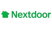 The nextdoor logo is green and has a house on it.