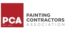 The logo for the painting contractors association is red and white.