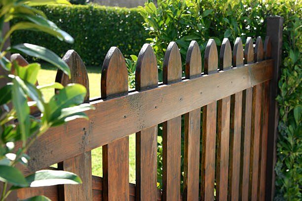 Small Wooden Fence In Lawn