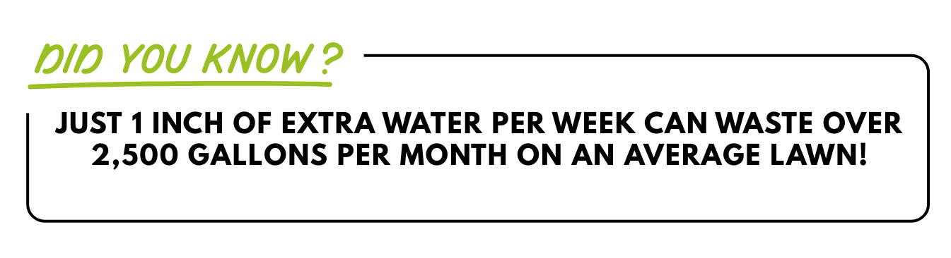 Lawn irrigation fact highlighting water waste from overwatering.