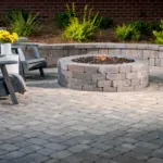 fire pit in a flag stone patio