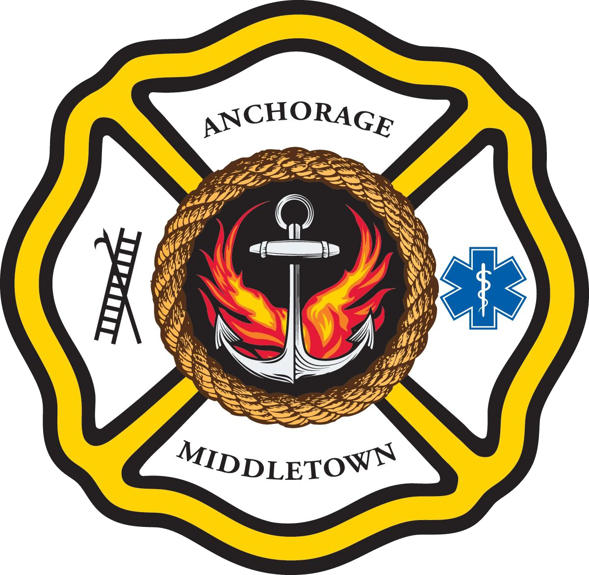 The logo for the anchorage middletown fire department