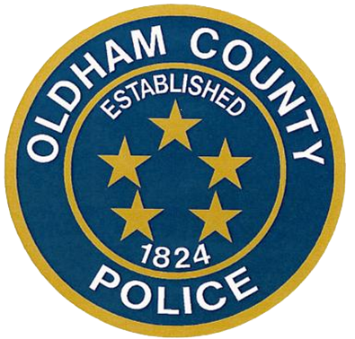 The logo for oldham county police established in 1824