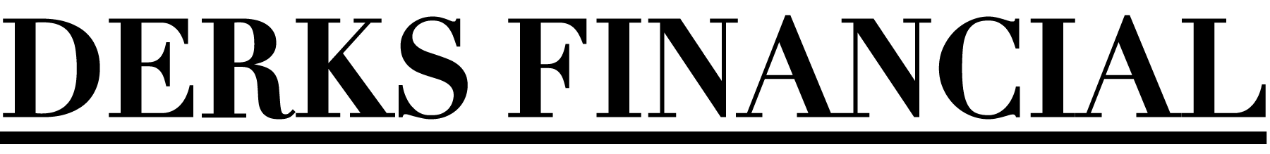DERKS FINANCIAL logo with text in a dark serif font underlined with a black line.