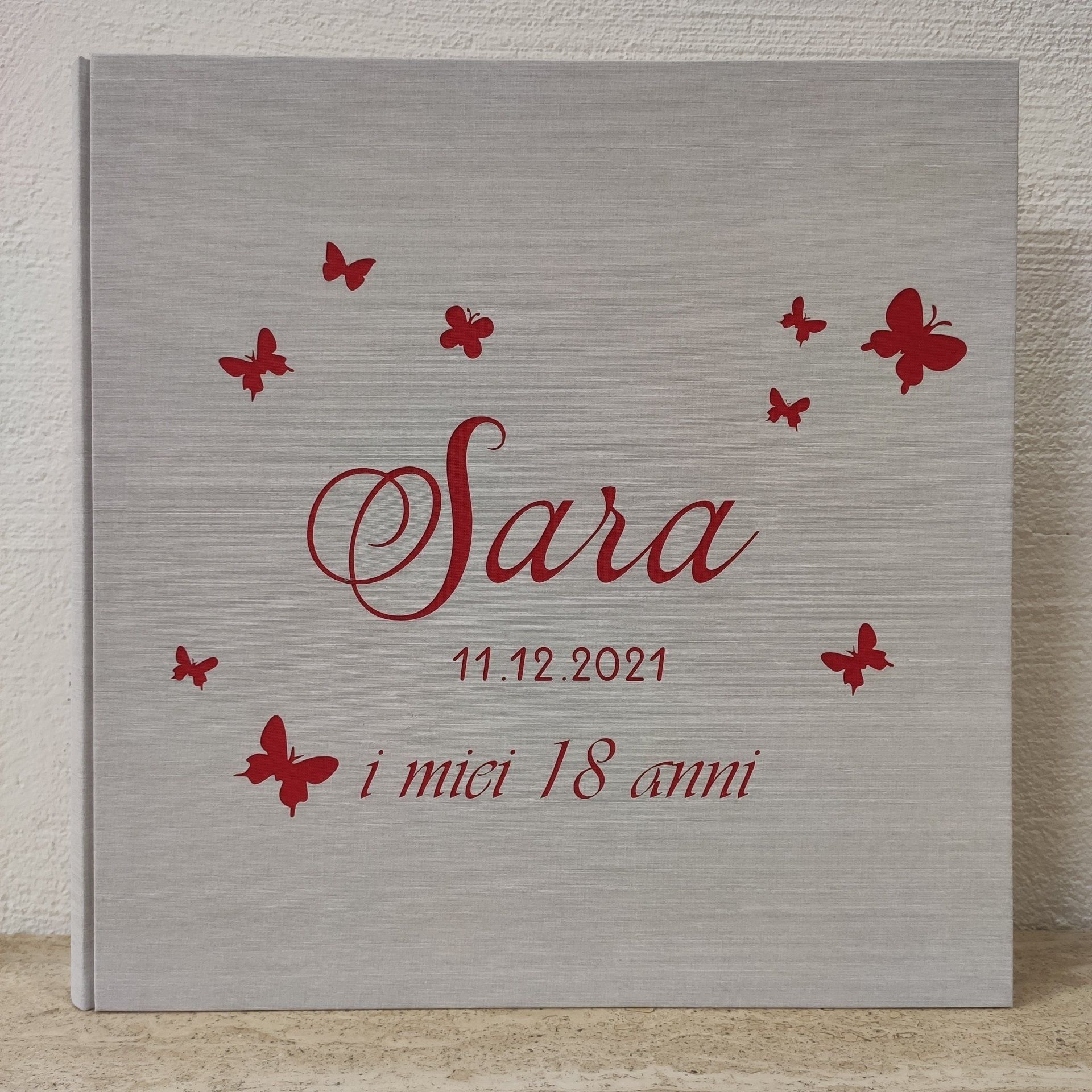 legnoegrafite legno e grafite album fotografico diciotto 18 anni data nome farfalle