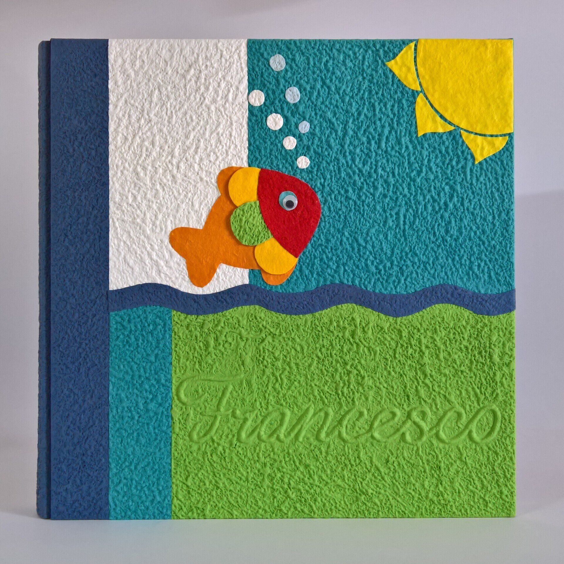 legnoegrafite legno e grafite album fotografico patchwork nome pesce