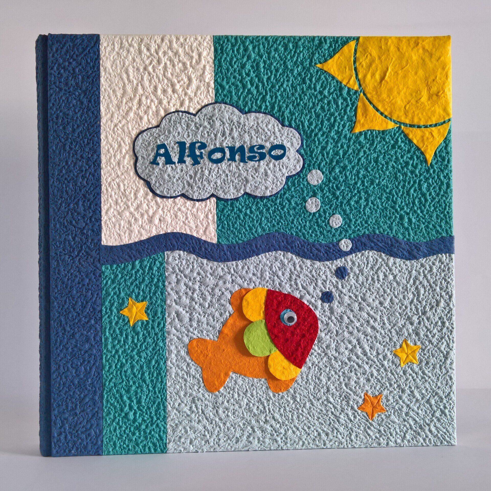 legnoegrafite legno e grafite album fotografico patchwork nome pesce