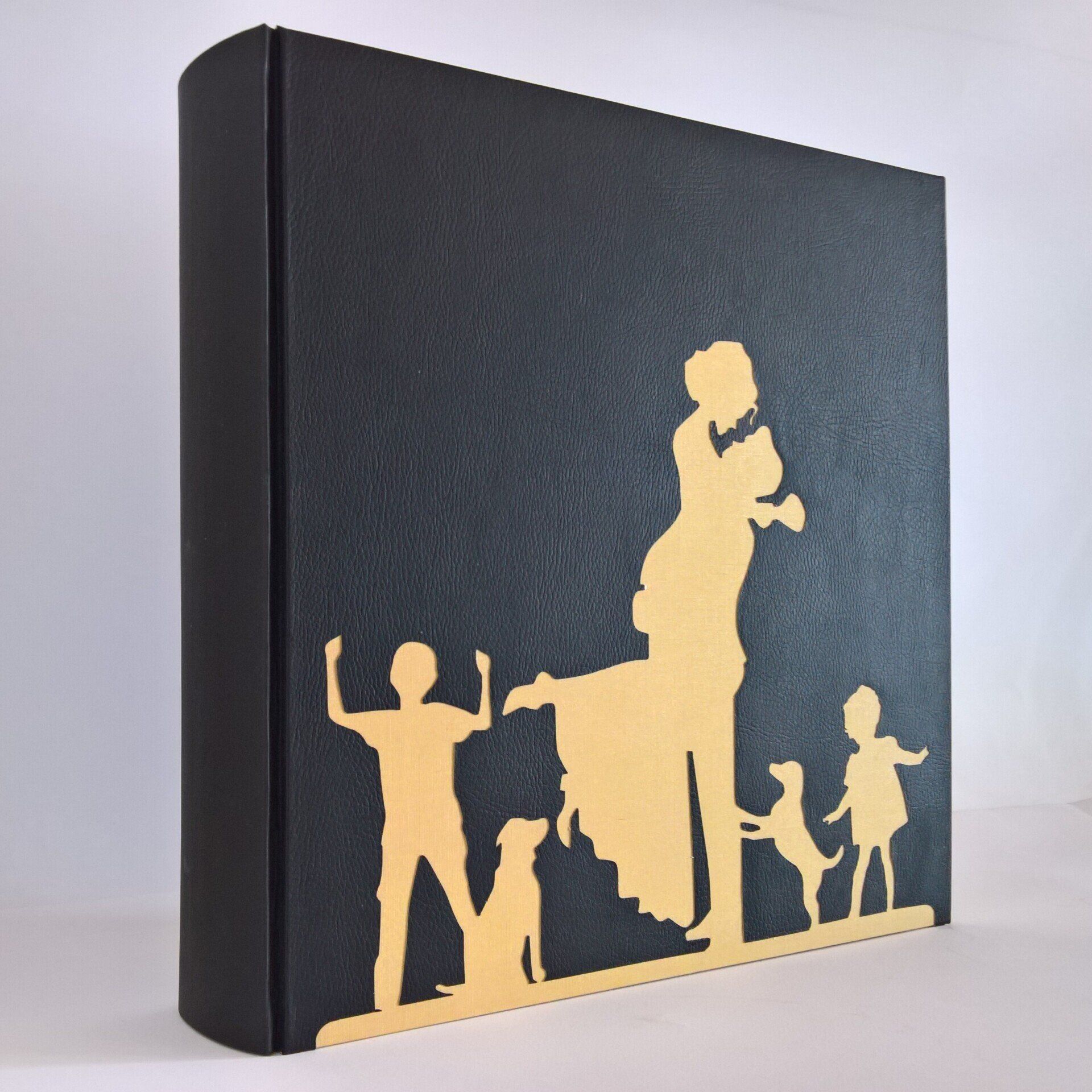 legnoegrafite legno e grafite album fotografico famiglia silhouette