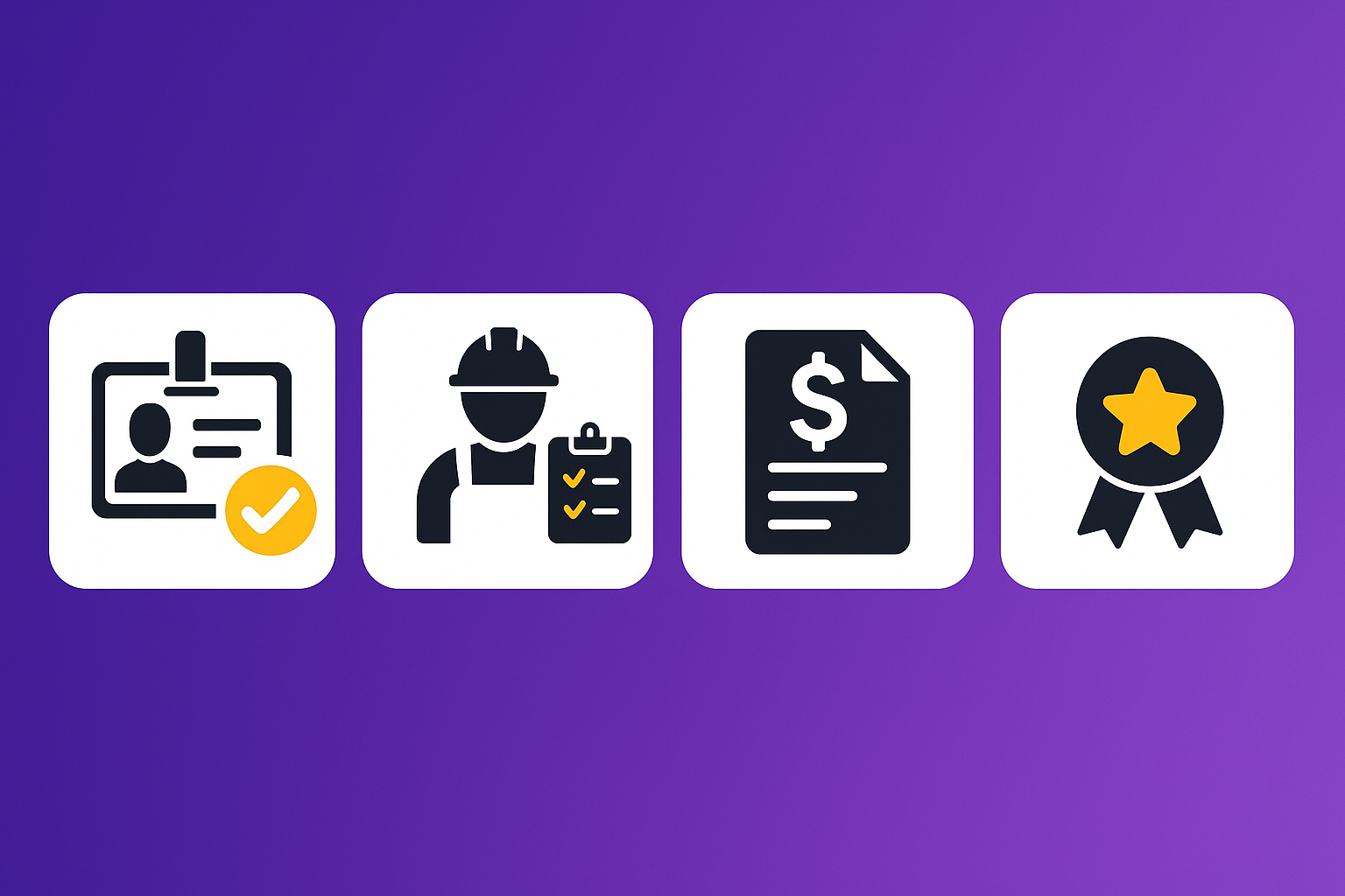 Checklist for choosing a qualified electrician. Icons representing choosing the right electrician: license, experience, cost estimate, and warranty.