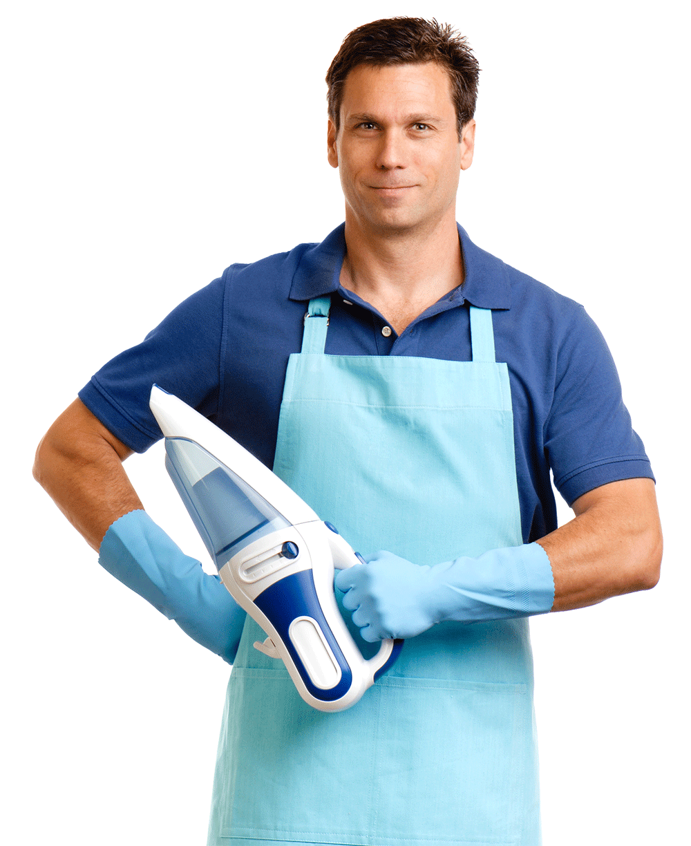 man holding portable vacuum