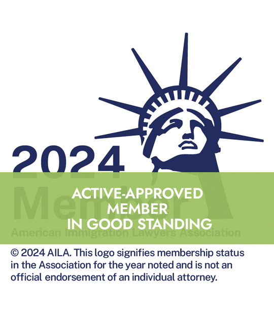 Logo for 2024 AILA member: Statue of Liberty with text 