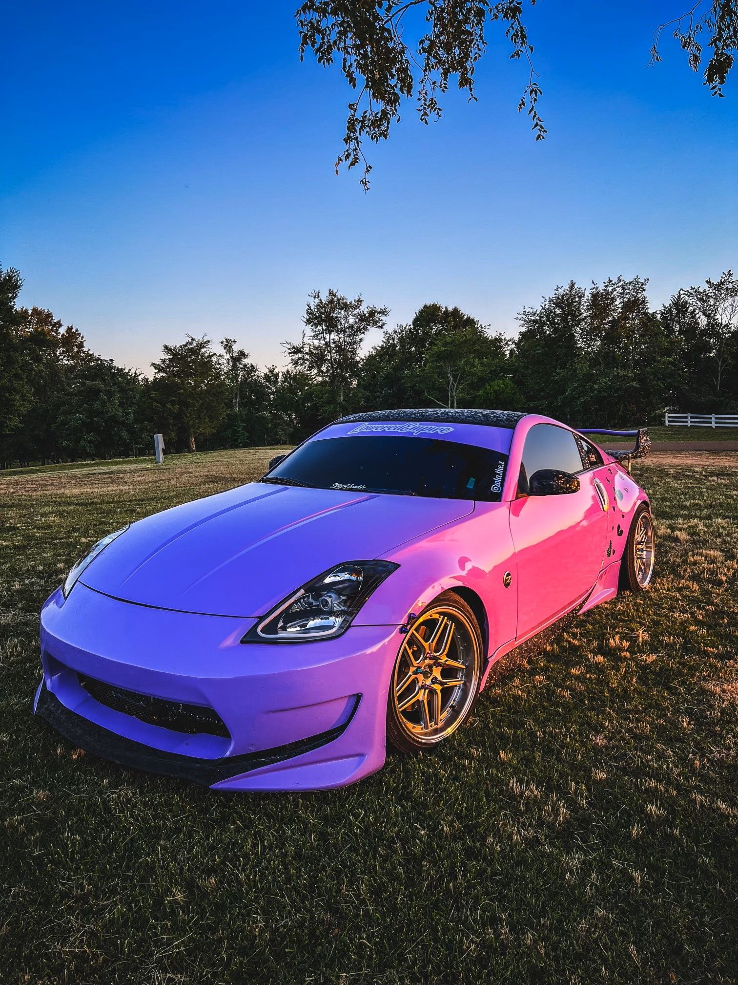 2006 Nissan 350Z with a lavender purple wrap, known as 'Zola the Z,'
