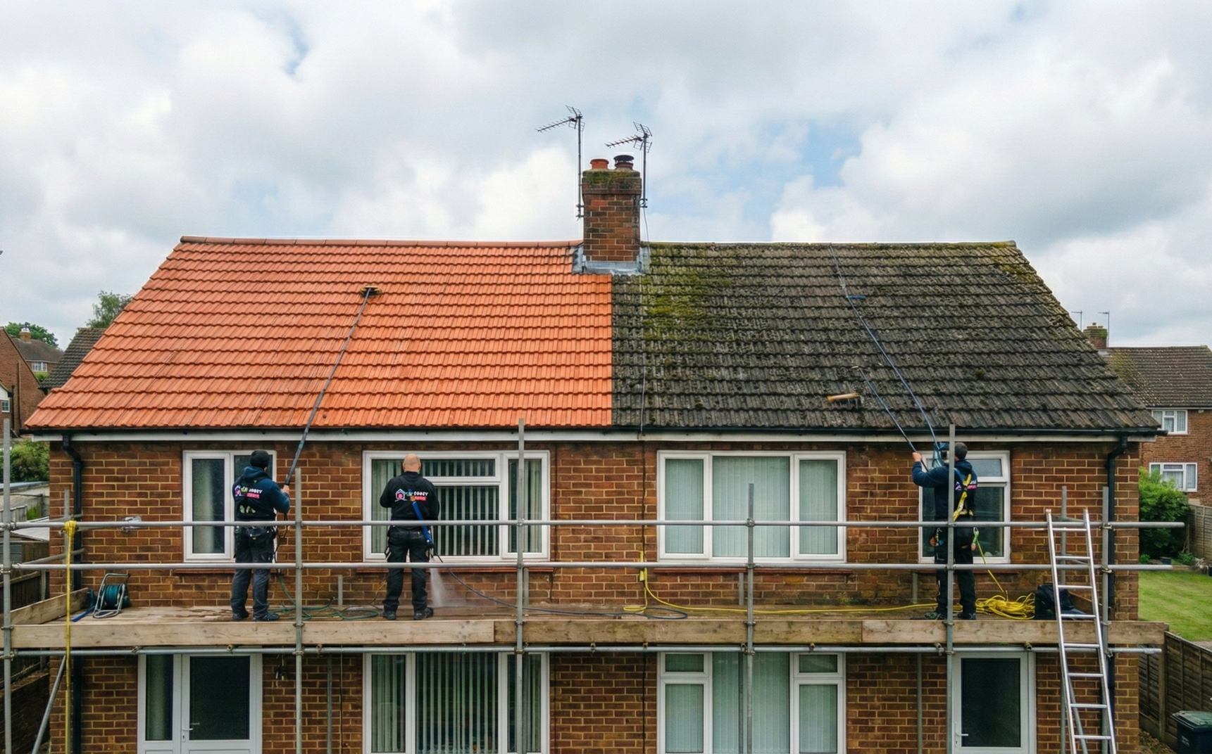 Roof cleaning before and after image