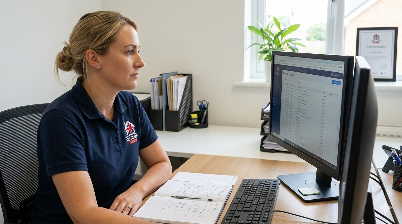 GB Cosey Homes team member reviewing enquiries and arranging next steps.