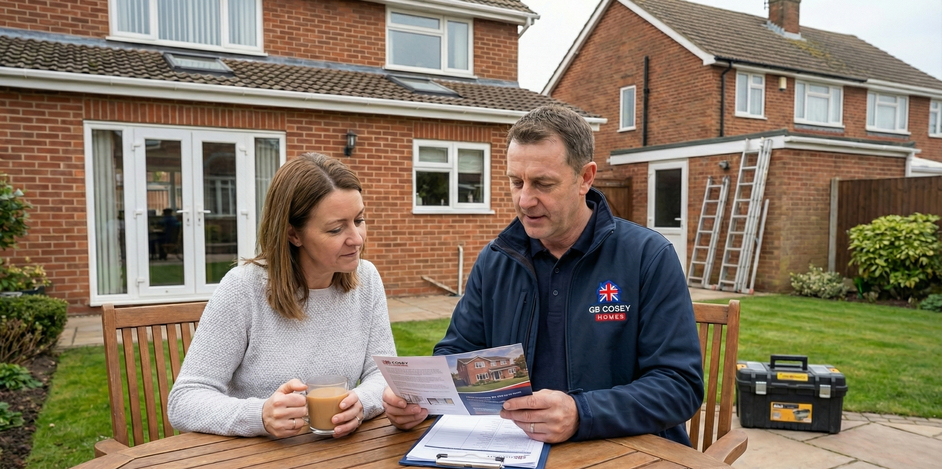 Tradesperson explaining process to customer