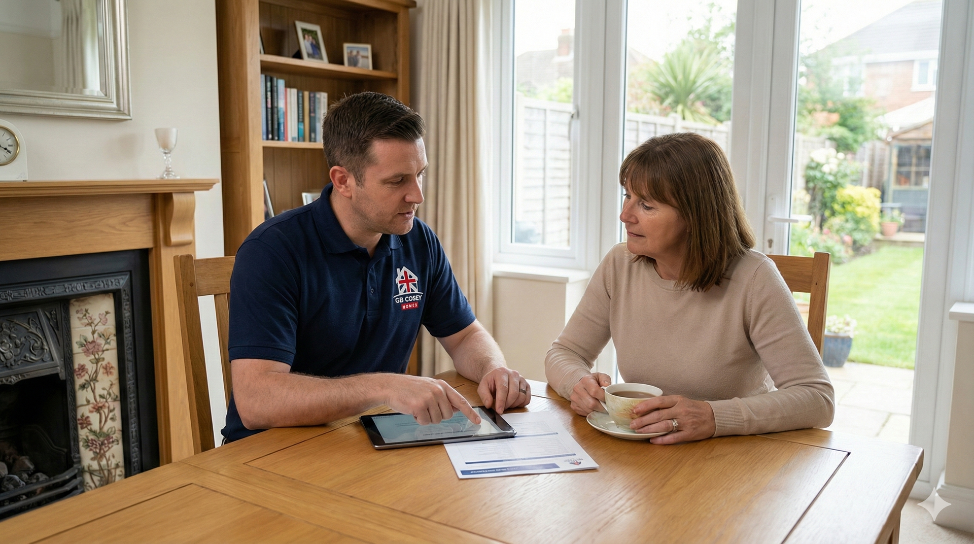 Remedial specialist explaining repair findings clearly to a homeowner.