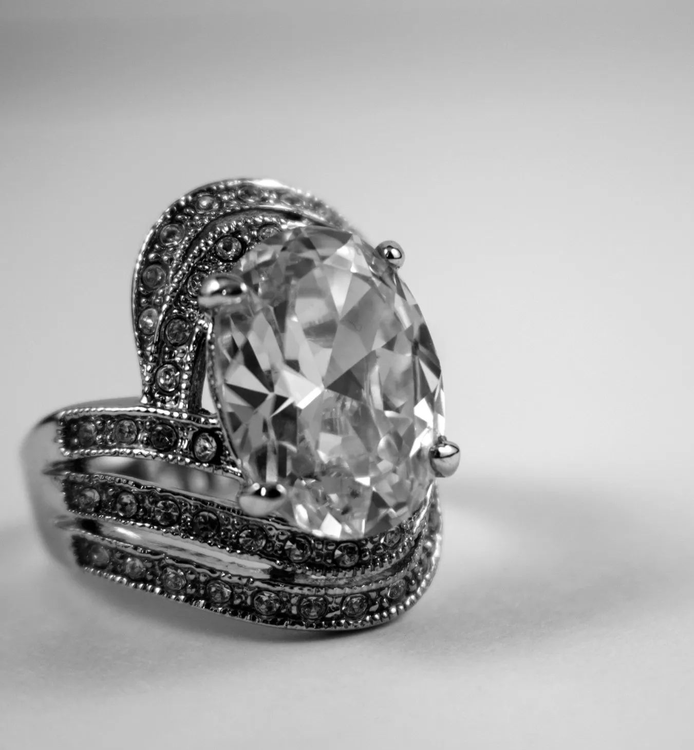 Silver Ring Set With Large Gemstone